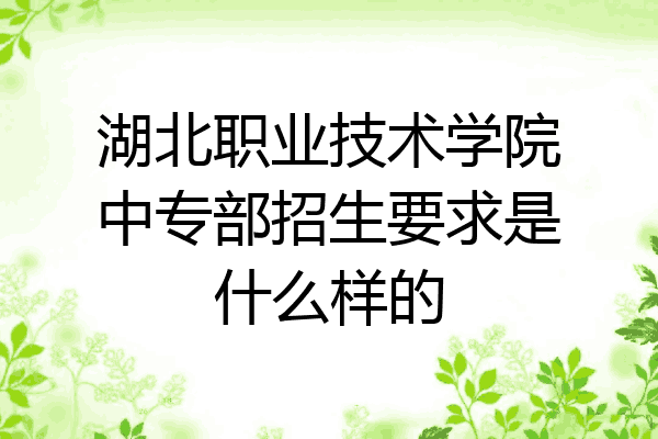 湖北职业技术学院中专部招生要求是什么样的