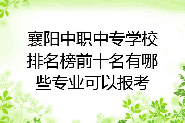 襄阳中职中专学校排名榜前十名有哪些专业可以报考