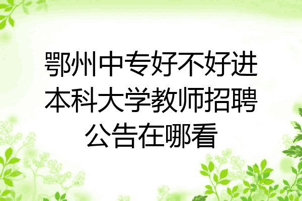 鄂州中专好不好进本科大学教师招聘公告在哪看