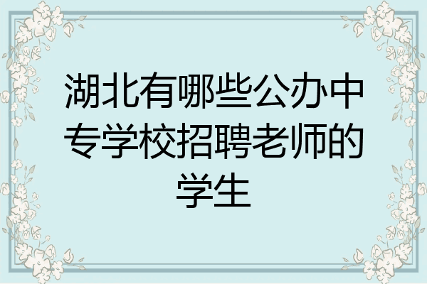 湖北有哪些公办中专学校招聘老师的学生