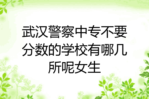 武汉警察中专不要分数的学校有哪几所呢女生