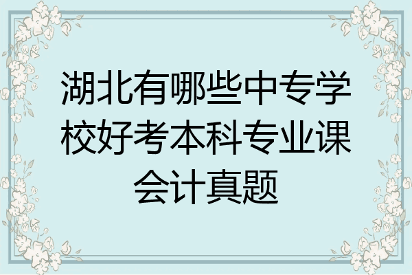 湖北有哪些中专学校好考本科专业课会计真题