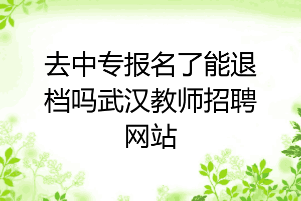 去中专报名了能退档吗武汉教师招聘网站