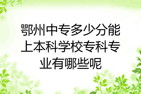 鄂州中专多少分能上本科学校专科专业有哪些呢