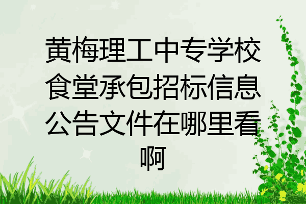 黄梅理工中专学校食堂承包招标信息公告文件在哪里看啊