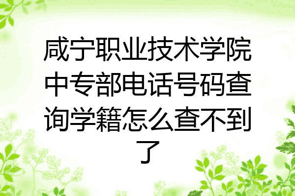咸宁职业技术学院中专部电话号码查询学籍怎么查不到了