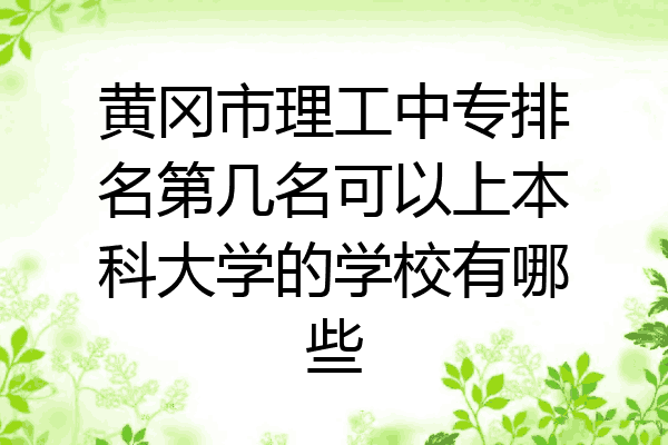 黄冈市理工中专排名第几名可以上本科大学的学校有哪些