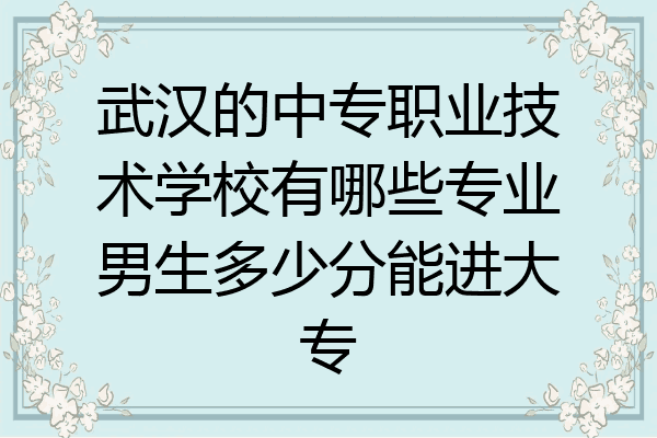 武汉的中专职业技术学校有哪些专业男生多少分能进大专