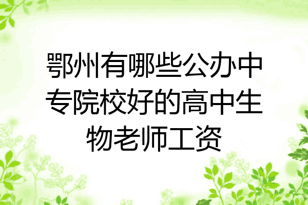鄂州有哪些公办中专院校好的高中生物老师工资