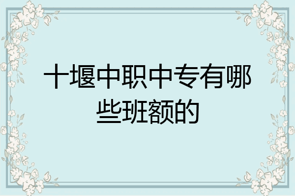 十堰中职中专有哪些班额的