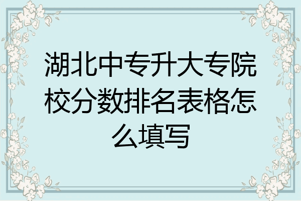 湖北中专升大专院校分数排名表格怎么填写