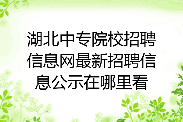 湖北中专院校招聘信息网最新招聘信息公示在哪里看
