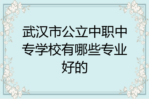 武汉市公立中职中专学校有哪些专业好的