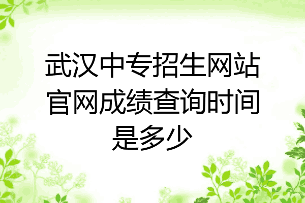 武汉中专招生网站官网成绩查询时间是多少