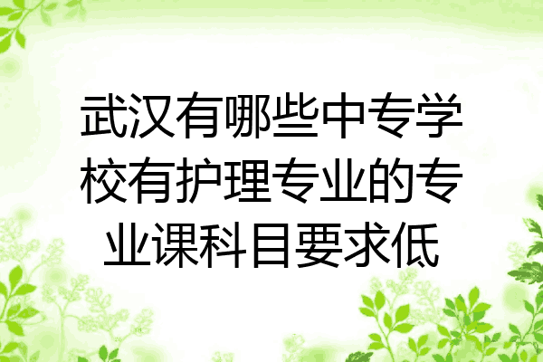 武汉有哪些中专学校有护理专业的专业课科目要求低