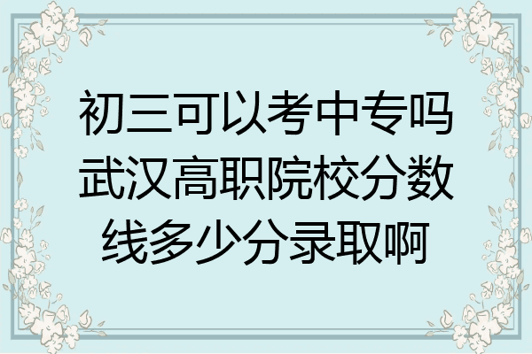 初三可以考中专吗武汉高职院校分数线多少分录取啊