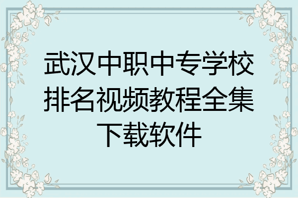 武汉中职中专学校排名视频教程全集下载软件