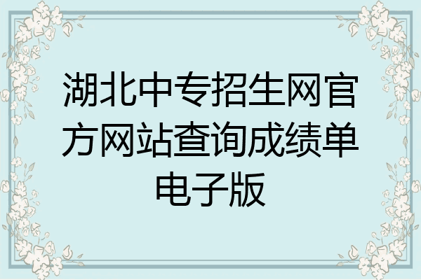 湖北中专招生网官方网站查询成绩单电子版