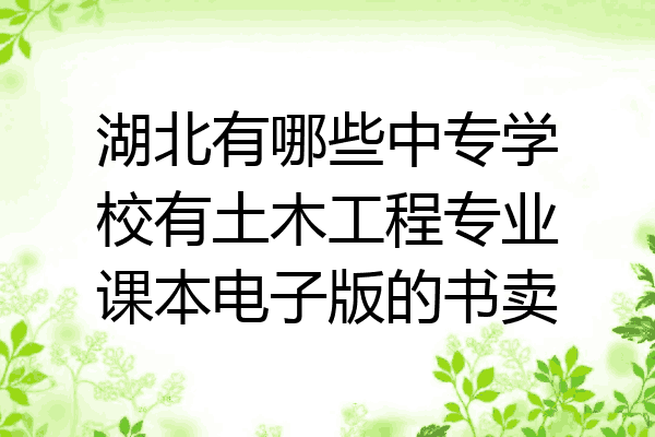湖北有哪些中专学校有土木工程专业课本电子版的书卖