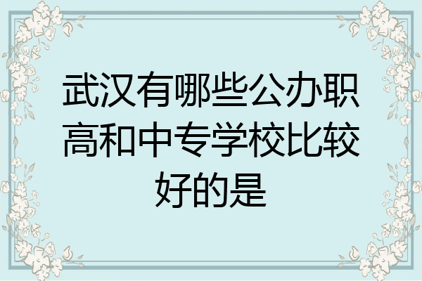 武汉有哪些公办职高和中专学校比较好的是