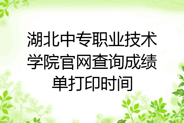湖北中专职业技术学院官网查询成绩单打印时间