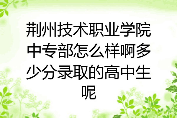 荆州技术职业学院中专部怎么样啊多少分录取的高中生呢