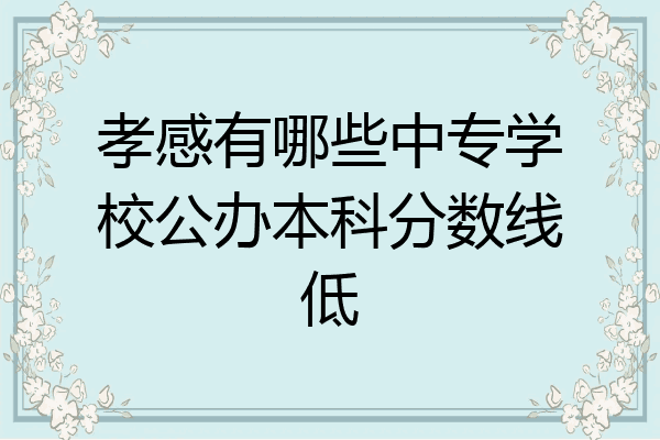 孝感有哪些中专学校公办本科分数线低