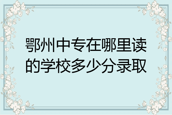 鄂州中专在哪里读的学校多少分录取