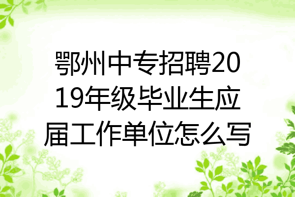 鄂州中专招聘2019年级毕业生应届工作单位怎么写