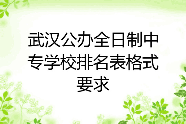 武汉公办全日制中专学校排名表格式要求