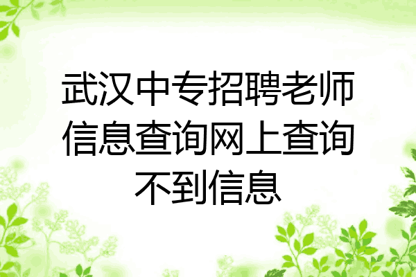 武汉中专招聘老师信息查询网上查询不到信息