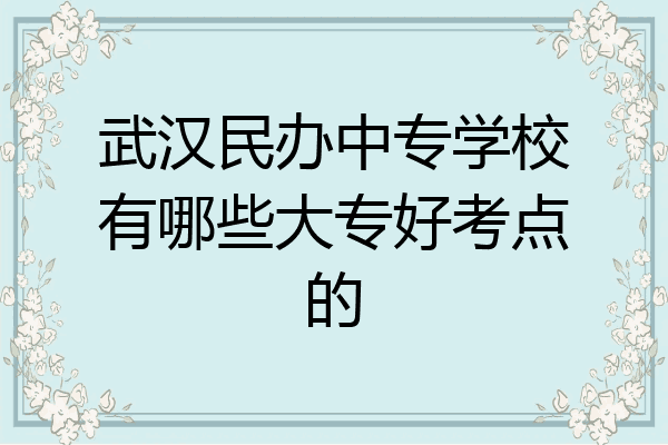 武汉民办中专学校有哪些大专好考点的