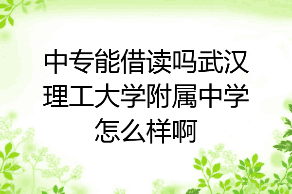 中专能借读吗武汉理工大学附属中学怎么样啊