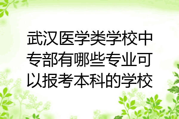 武汉医学类学校中专部有哪些专业可以报考本科的学校