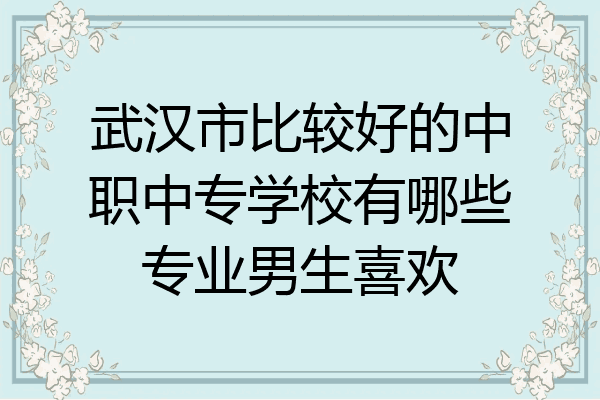 武汉市比较好的中职中专学校有哪些专业男生喜欢