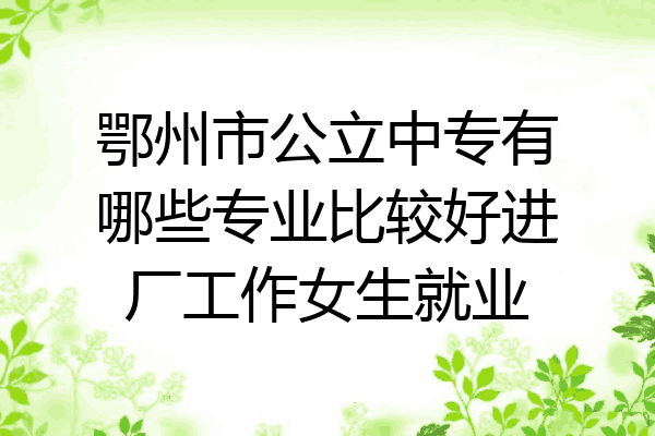 鄂州市公立中专有哪些专业比较好进厂工作女生就业