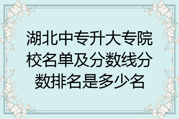 湖北中专升大专院校名单及分数线分数排名是多少名