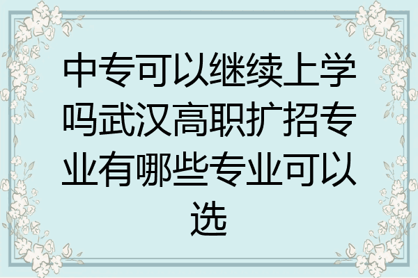 中专可以继续上学吗武汉高职扩招专业有哪些专业可以选