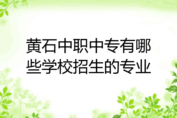 黄石中职中专有哪些学校招生的专业