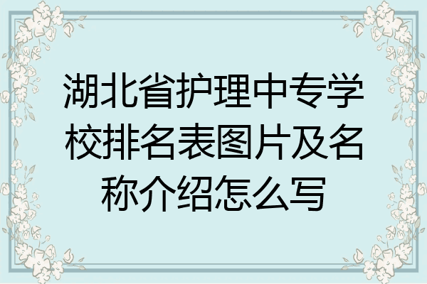 湖北省护理中专学校排名表图片及名称介绍怎么写