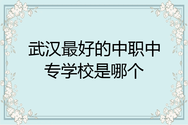 武汉最好的中职中专学校是哪个