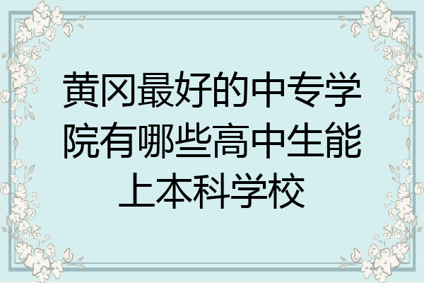 黄冈最好的中专学院有哪些高中生能上本科学校