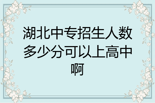 湖北中专招生人数多少分可以上高中啊