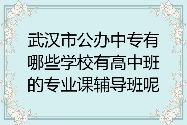 武汉市公办中专有哪些学校有高中班的专业课辅导班呢