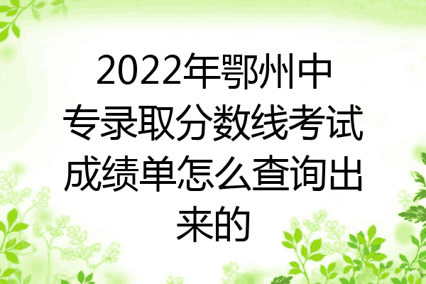 2022年鄂州中专录取分数线考试成绩单怎么查询出来的
