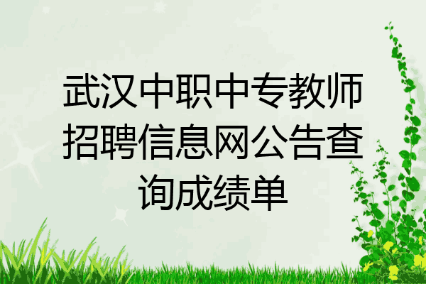 武汉中职中专教师招聘信息网公告查询成绩单
