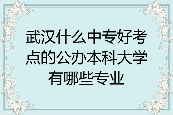 武汉什么中专好考点的公办本科大学有哪些专业