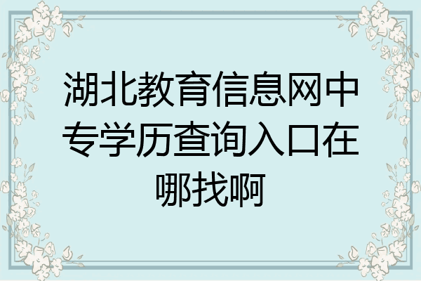 湖北教育信息网中专学历查询入口在哪找啊