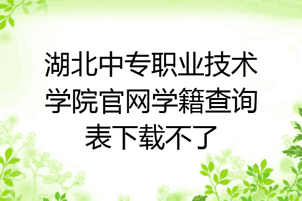 湖北中专职业技术学院官网学籍查询表下载不了