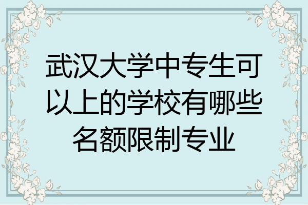 武汉大学中专生可以上的学校有哪些名额限制专业